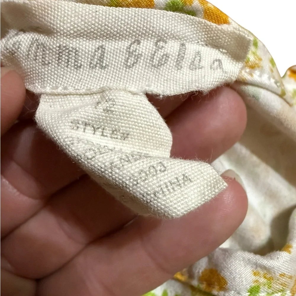Emma & Elsa Sweet Adorable Cream & Yellow Floral Dress Girls Size 12 Cottagecore